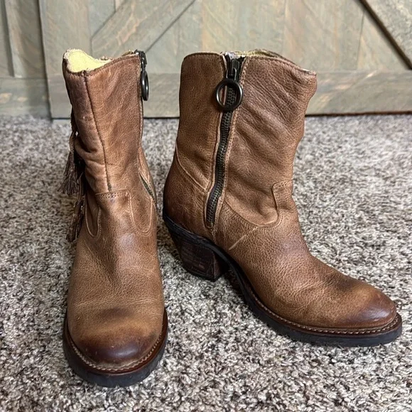 Justin Tan RUSTICO brown distressed leather ankle boots Size 5.5 - Picture 5 of 14